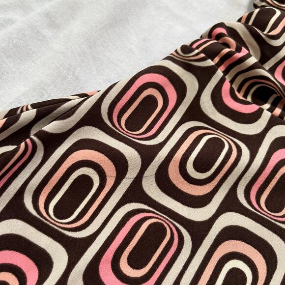 Vintage Y2K Pink Brown Midi Dress Swirl Abstract Fit‎ Flare // Plus Size 20W 2XL - Picture 5 of 6